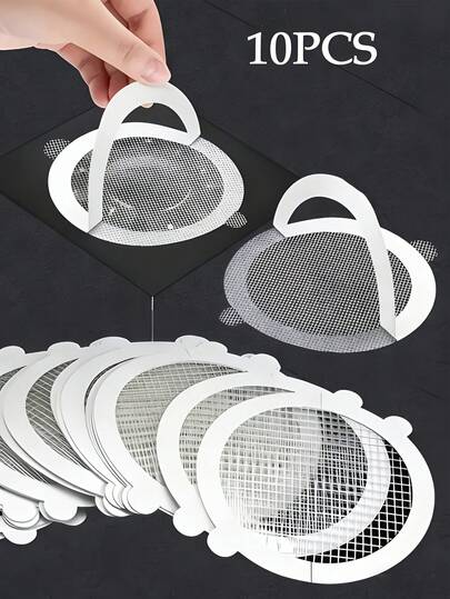 5/1pc Bathroom Self-Adhesive Filter, Shower Drain Hair Catcher Filter Set: Mesh Filter Sticker, Anti-Clogging Hair, Prevent Drain Blockage, Mesh Sticker To Prevent Clogging, Odor And Hair, Disposable Bathroom Filter, Suitable For Home And Hotel Use, Halloween, Christmas