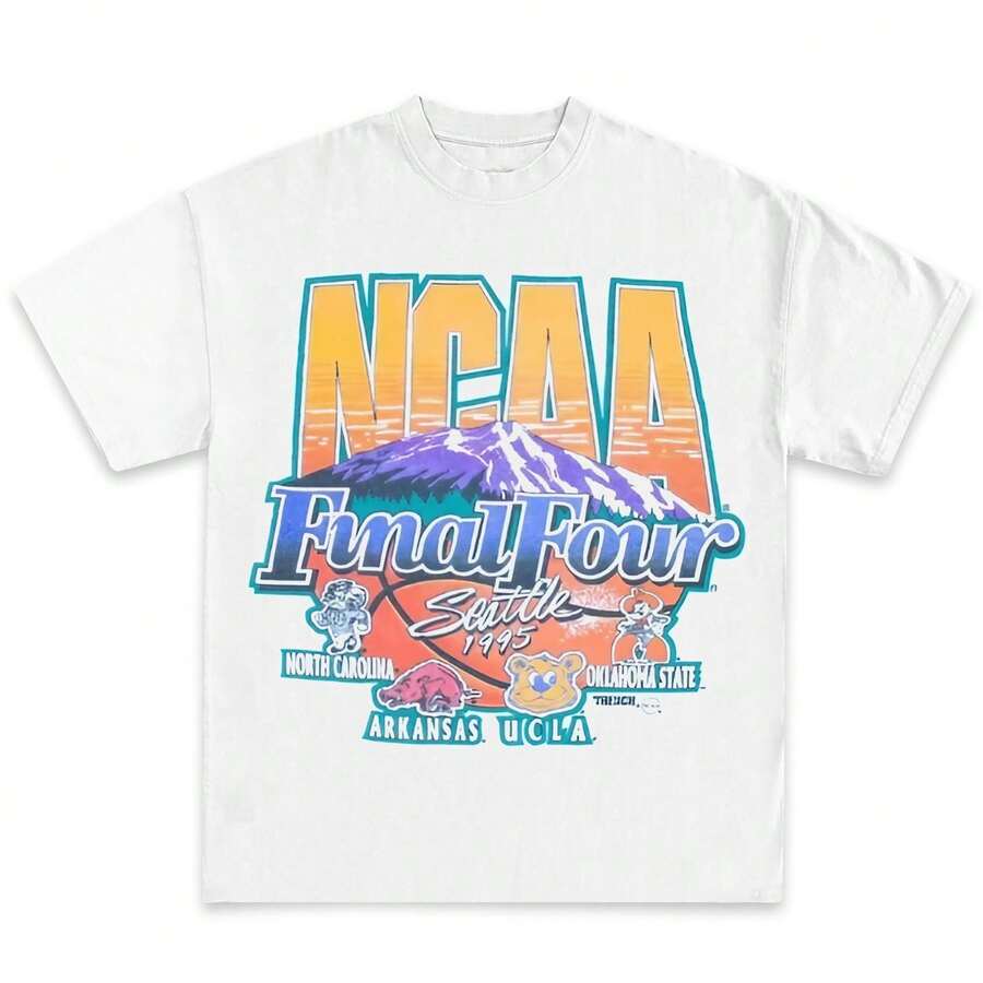 1995 NCAA Final Four Seattle Mountain Design Team Logo T-Shirt - 白色 - 查看 1
