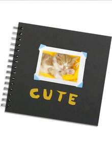 7x7 Inch/8x8 Inch/10x10 Inch DIY Scrapbook Album, 40 Pages/20 Sheets, Hard Cover Kraft Paper, Scrapbook Album, Wedding And Anniversary Family Memories - Black - View 3