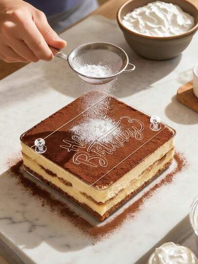 1 st transparent akryl tiramisu-schablon, personlig tiramisu-tårtform, kreativ tårtform, ihålig välsignelsefras designmall, lätt att använda, tydligt mönster, återanvändbar, för bröllopsdekor, födelsedag, bakning av tårtdekoration, alla hjärtans dag och feststämningsdekoration