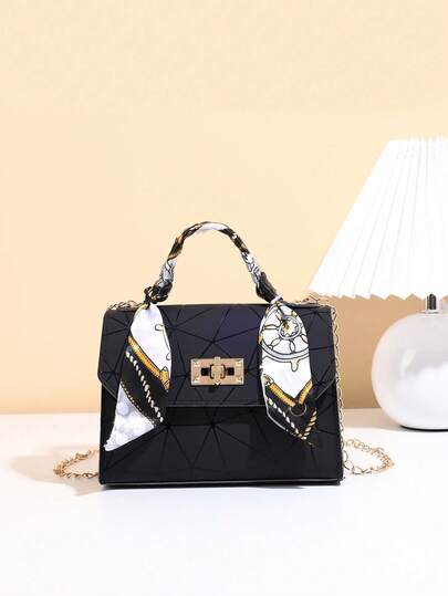 Scarf Accessory Chain Rhombus Plaid Handbag & Shoulder Bag