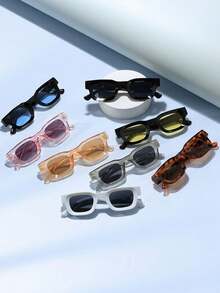 两副厚框小方框时尚嘻哈眼镜，适合日常佩戴和旅行。 - 彩色 - 查看 5