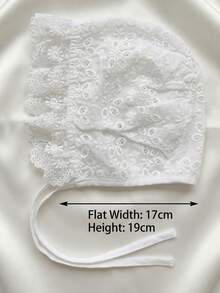 1顶复古蕾丝婴儿帽，传统洗礼及摄影帽，精致刺绣花卉图案 - 1PC - 查看 8