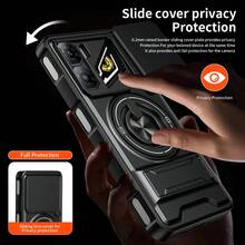 Ốp lưng bảo vệ có chân đế xoay 360° và nắp trượt che camera cho ZTE Nubia NEO 3 5G, ốp lưng hai lớp siêu bền chống sốc. - màu đen - Xem 10