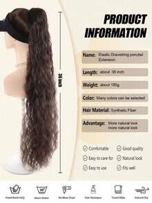 Culry Ponytail Extension, 36" Long Lightweight Full Natural Synthetic Curly Drawstring Ponytail Fake Pony Tail Multi Layered Soft Clip In Hair Extensions Ponytail Synthetic Hairpiece For Women - Multicolor - View 3