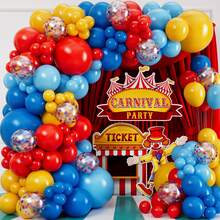 133pcs Carnival Circus Balloon Wreath Arch Set - Red, Blue, Yellow, Rainbow Colors With Confetti, Suitable For Birthdays, Weddings, Graduations, Anniversaries, Bridal Showers, Party Decorations - 彩色 - 查看 3