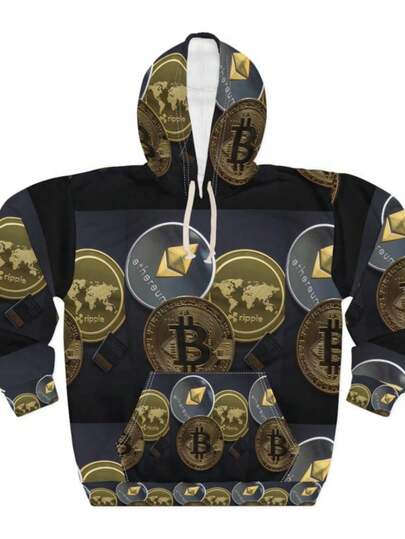 Cryptocurrency Print Pullover Hoodie Tech Enthusiast Style (2)