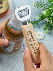 Personalized Multifunctional 3-In-1 Portable Stainless Steel & Wooden Handle Wine/Beer Bottle Opener, Gift For Father,Multi-Functional,Durable,Ornamental,Reusable,Exquisite,Stylish,High-Quality,Colorful,Modern,Custom,Personalized,Unique,Delicate Romance - Multicolor - View 8