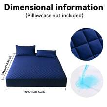 AVXLRQ Protège-matelas imperméable, antidérapant, épais, de couleur unie, housse de matelas matelassée avec poches profondes (douce et confortable), lavable en machine, peut également être utilisé seul comme protège-matelas, convient aux chambres à coucher, aux chambres d'amis et à la protection des matelas d'hôtel, cadeau exquis et attentionné. - Bleu marine - Voir 11
