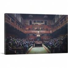 Impresión de arte en lienzo del Parlamento de Monos, pintura estirada, póster de imagen, decoración de pared giclée de -  x . Deep)cuadros decorativos para sala,poster,con marco,posters,cuadros para la pared ,marcos para cuadros,cuadro,virgen de guadalupe,salascuadros decorativos para sala,poster,con marco,posters,cuadros para la pared ,marcos para cuadros,cuadro,virgen de guadalupe,salas - transparente - Ver 1