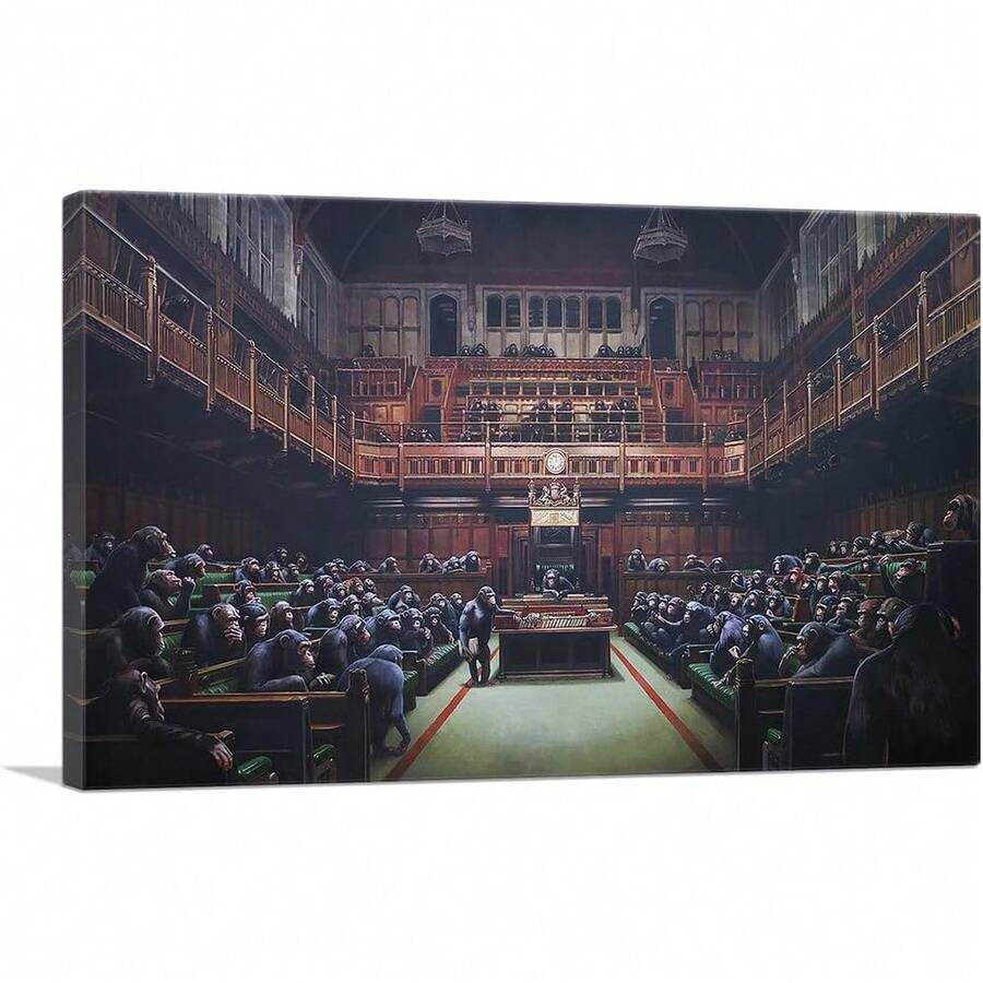 Impresión de arte en lienzo del Parlamento de Monos, pintura estirada, póster de imagen, decoración de pared giclée de - x . Deep)cuadros decorativos para sala,poster,con marco,posters,cuadros para la pared ,marcos para cuadros,cuadro,virgen de guadalupe,salascuadros decorativos para sala,poster,con marco,posters,cuadros para la pared ,marcos para cuadros,cuadro,virgen de guadalupe,salas - transparente - Ver 1