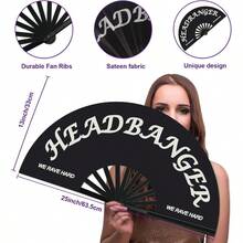 Abanico plegable grande de mano para hombre/mujer, esencial para vacaciones en la playa. Abanico de mano para fiestas, festivales de música y actuaciones. Decoraciones frescas para vacaciones en la playa, ropa de mujer - Golpeador de cabeza - Ver 2