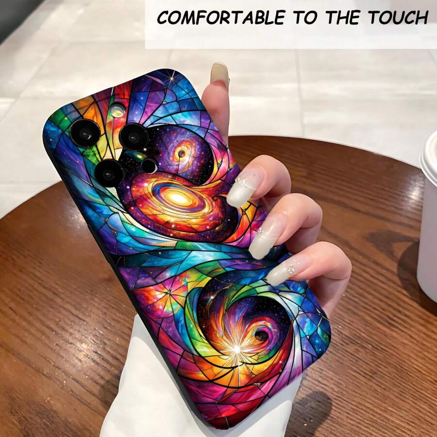 1PC Phone Case ,  Cosmic Spiral Galaxy Art Design , Stylish Phone Case, Phone Decoration, All-around Lens Protection, Creative Small Gift, Funny Gift for Boys and Girls - ブラック - チェックする 1