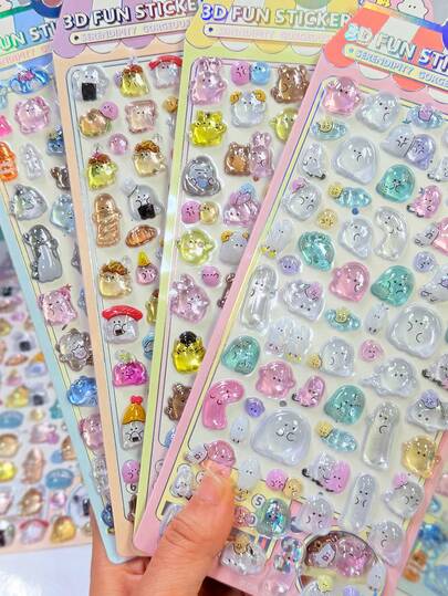 悠悠家族3D水晶浮雕贴纸，儿童卡通手工奖励贴纸，手机相册贴纸，儿童装饰贴纸，礼品贴纸，可爱多功能手机、桌面装饰贴纸（颜色随机发货）