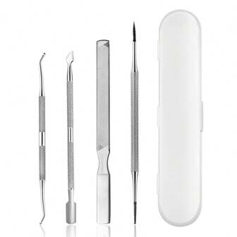 Nail Cuticle Pusher Set, Nail File, Multi-Functional Manicure Tools, Double-Headed Nail Dirt Cleaner, Nail & Foot Care Tools