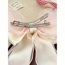 1pc Beige Mesh Hair Clip With Heart Print, Large Bowknot And Spring Clip, Elegant And Gentle Hair Accessory Hair Bow For Spring Valentine's Day, School Stuff, College, Bows, Cute, Hair Accerssories - Nhiều màu-4 - Xem 4