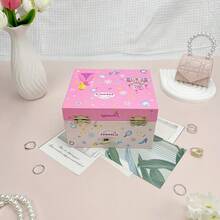 1pc Pink Princess Castle Music Box, Made Of Paper Material With Princess High Heel Design, Can Be Used To Store Trinkets, Toys, Jewelry, Built-In Rotating Princess And Mirror, Bedroom/Living Room Decor, Suitable For Birthday, Wedding, Daily Gift, Party & Festival - Multicolor - View 5