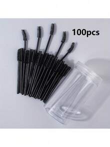 500/300/200/100/50/10/1pc Mascara Brushes With Container, Bendable Eyebrow Brushes, Eyelash Extension Brushes, Eyebrow Brushes, Castor Oil Brushes (Not All SKUs Include Bottle) (Multiple Colors Available) - Black - View 9