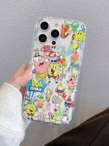 SpongeBob SquarePants 1个卡通趣味全屏海绵宝宝家族图案防震透气手机壳，兼容三星/苹果17/16/15/14/13/12/11 Pro Max/12 Pro/14 Plus - 彩色 - 查看 6