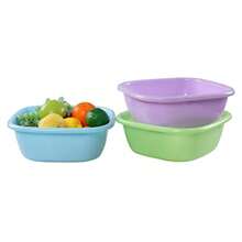 8L Square Plastic Washing Up Bowls Colored Small Wash Bowl Basin Set Of 3 - WhiteGreenOrLightBlue - View 8