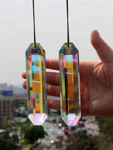 A 120MM Hexagonal Long Rainbow-Colored Crystal Garden Hanging Sunshade Decorative Pendant With Seven-Color Multi-Faceted Reflection, Suitable For Balcony, Courtyard And Garden Decoration All Year Round - Multicolor - View 7