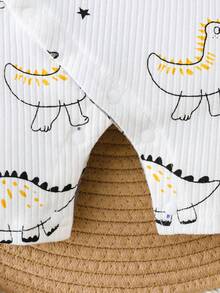 Bộ áo liền quần cho bé sơ sinh tay raglan, cài cúc phía trước, chất liệu cotton mềm mại, in hình khủng long dễ thương (có thể truy xuất nguồn gốc) - Nhiều màu - Xem 6