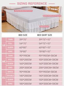 1pc Double Layer Lightweight Ruffle Bed Skirt, Classic Style, Soft & Fashionable, 100% Microfiber Material, 15.7 Inch Drop, Suitable For Home And Student Dorm, Machine Washable - Beige - View 3