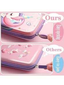 1pc Unicorn Pencil Case, Large Capacity, 3D EVA Material, Stationery Storage Box, New Colorful Pencil Case For Students, Cartoon Pencil Box,Bag - Multicolor - View 3