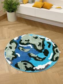Chic Black & White Circular Rug, Minimalist Design For Living Room & Bedroom, Thick Non-Slip Carpet, Plush Swivel Chair Mat, Plush Earth - Multicolor - View 3