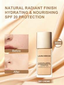 Laura Mercier 无瑕光采粉底液 #1N1 乳霜 30ml/1 Oz - 持妆 15 小时，保湿，中度至高度遮瑕，透气配方，改善暗沉和干燥，打造光泽妆效，不致痘，富含维生素 C - 1N1 Creme - 查看 3