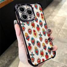 1pcs Sacred Heart Pattern Phone Case Compatible with Apple Phone17 16 15 14 13 12 11 ProMax Silicone Antidrop Phone Case Vintage Girlish Style Cute Fashion Can Be Given To A Lover Can Be Given To Friends - Negro - Ver 5