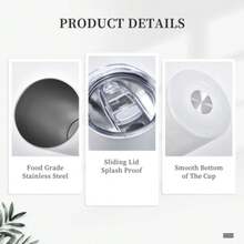 20oz Stainless Steel Tumbler With Lid - Insulated, Keeps Drinks Hot Or Cold, Vibrant & Floral Design, Beach, Cycling, Hiking, Office, Or Home Use - Ideal Halloween, Christmas, New Year, Valentine'S Day, Beach Accessories - 黑色4 - 查看 5