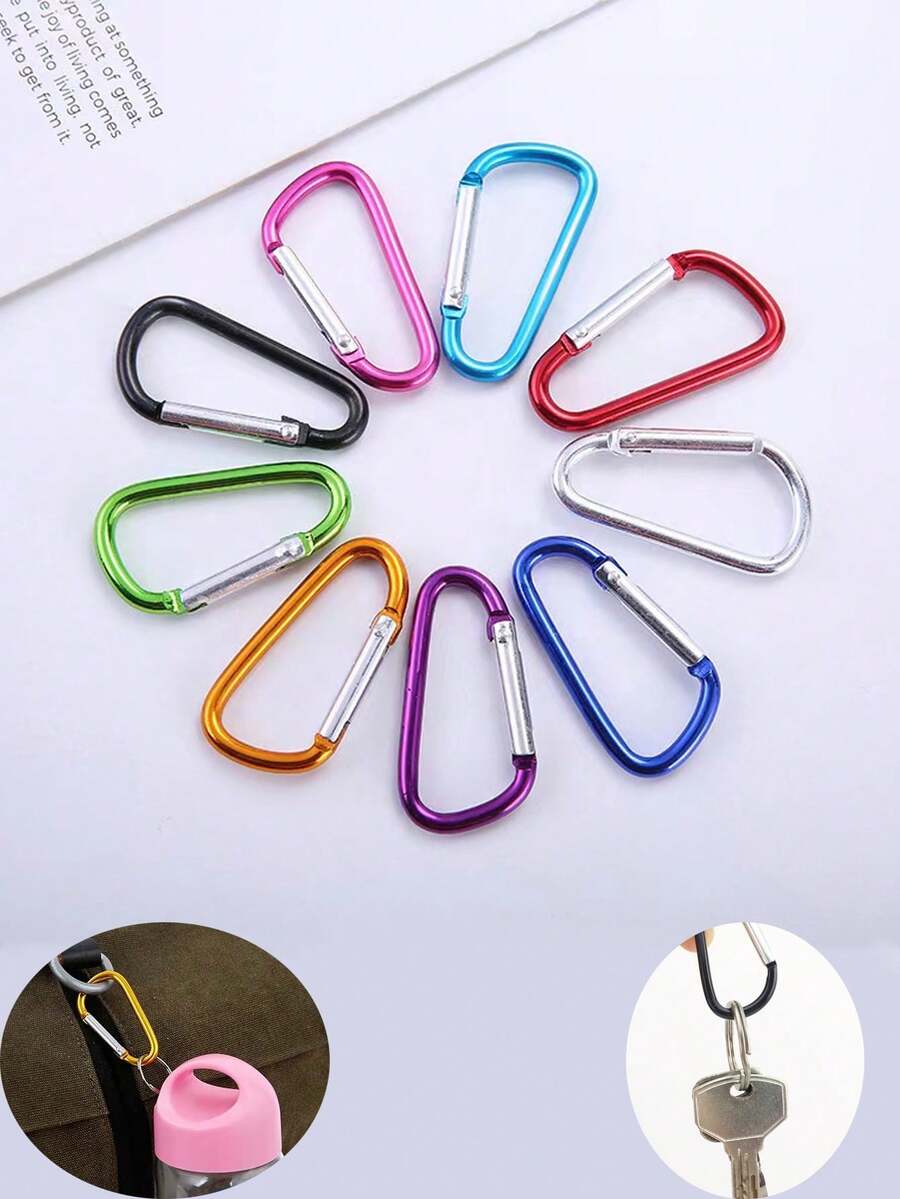 5/10pcs Size 5 Aluminum Alloy D-Ring Carabiners, Spring Loaded Hooks For Bags, Backpacks, Keys - Multicolor - View 1