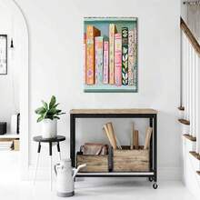 Cuadro de lienzo de libro pastel, arte de pared moderno, decoración de libros coloridos, imágenes de niña leyendo, pinturas de rincón de ratón de lectura, pósteres impresos para decoración del hogar, aula, baño, dormitorio, decoración de sala de estar - transparente - Ver 5