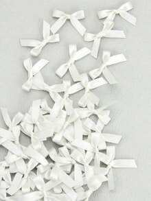 50pcs/Pack Colorful Ribbon Bows, Gift Wrapping Decor, Handmade Card Decoration, Hair Accessories, Balloon Bows, Wedding Party Decor, Room Decor, Home Decor - Pink - White - View 8