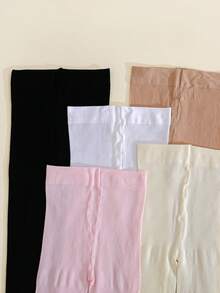 5pcs Girls Minimalist Versatile Soft High Elasticity Tights, Candy Colors & Neutral Shades Stirrup Leggings Suitable For Dance Performances