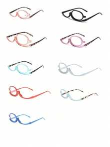 放大老花镜、旋转化妆镜、折叠眼镜、通用化妆眼镜、轻质聚碳酸酯老花镜框、放大化妆老花镜、眼镜配件、猫眼框、耐用眼镜、多功能放大镜和女士折叠老花镜 - 彩色 - 查看 7