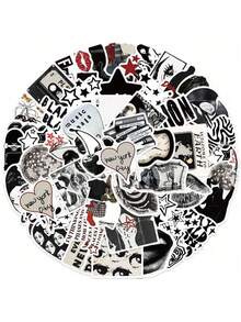 50张Y2K都市风格黑白贴纸，酷炫Y2K主题礼物，美观贴纸，散装乙烯基防水贴纸，适用于水瓶、电脑、笔记本电脑、手机、行李箱、笔记本、冰箱等。 - 彩色 - 查看 2