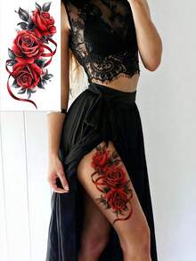 3 Colorful Flower Butterfly Temporary Tattoos For Women Long-Lasting Realistic Waterproof Fake Tattoos Arm Legs Chest Body Art Sketch Tattoo Stickers - Multicolor - View 3