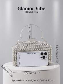 魅力四射的奢华水晶装饰手拿包，优雅迷人的水晶包，新娘婚礼钱包，闪耀夺目的腕带钱包，适合婚礼、派对、宴会、女士手提包、生日礼物、情人节礼物 - 銀色 - 查看 7