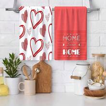 2/4 Pcs Heart Pattern Dish Towels, Ideal For Valentine's Day Gifts, Decorations, Super Absorbent Microfiber Modern Cloths For Cooking, Baking, Washing Dishes, Cleaning, Hand Towels, Tea Towels, Soft And Highly Absorbent, Kitchen Decor, Gifts For Neighbors, Mothers, Birthdays, Housewarming For Friends, Kitchen Essentials, Daily Necessities - Multicolor - View 6