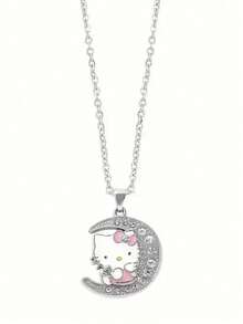 1 Set, Necklace + Bracelet Set, Cute Cartoon Theme Jewelry Set, Suitable For Hello Kitty, Zinc Alloy Bracelet Inlaid With Shiny Crystals, Fashion Accessories, Includes Necklace And Bracelet, Suitable For Daily Wear And Gifts, Perfect For Valentine's Day - Multicolor - View 9
