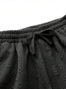 Men's Fashion Jacquard Print Casual Loose Fit Shorts, Summer - Black - View 5