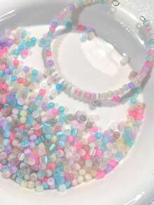 500颗4毫米随机混色马卡龙条纹猫眼玻璃珠 - 非常适合DIY珠宝制作，完美适用于项链、手链、脚链、腰链、DIY工艺品、珠宝图案、DIY珠宝制作材料 - 查看 9