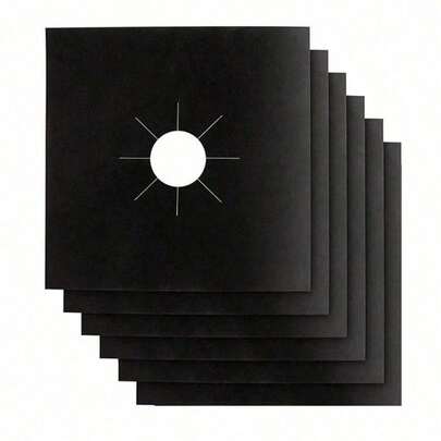 Gas Stove Burner Liners, 6/1 Pack Non-Stick Reusable Gas Range Protectors Stove Top Covers For Gas Burners Heat-Resistant Dishwasher  10.6"X10.6"