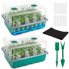 自吸水育苗套装，2个带保湿罩的育苗盘，自吸水植物发芽盘，种子培育套装 - 2 pack - 查看 9
