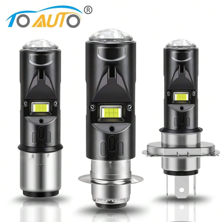 TOAUTO 1个H4 BA20D P15D LED摩托车前大灯灯泡,远近光通用型,适用于川崎铃木P15D LED摩托车信号灯配件,9-80V - 高級版 - 查看 1