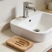 1个竹制皂碟，皂条架，皂托，适用于淋浴间、浴室、厨房水槽沥水架 - 棕色 - 查看 6