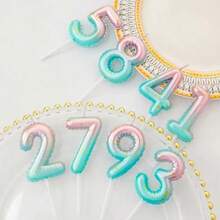 0-9 Mermaid Ombre Gradient Number Birthday Party Cake Candles, Graduation Gift, Wedding, Suitable For Romantic Party, Birthday Celebration, Holiday Celebration, Singles Party Cake Decoration, Baking Decoration - Pink and Blue Gradient - View 4