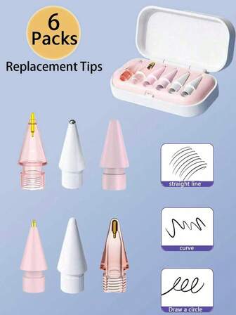 6支升级版Apple Pencil笔尖，兼容Apple Pencil第一代/第二代，USB-C接口，iPad Pro，细笔尖，精准操控，耐用金属笔尖，圣诞节、送给家人、朋友、生日、节日的最佳礼物